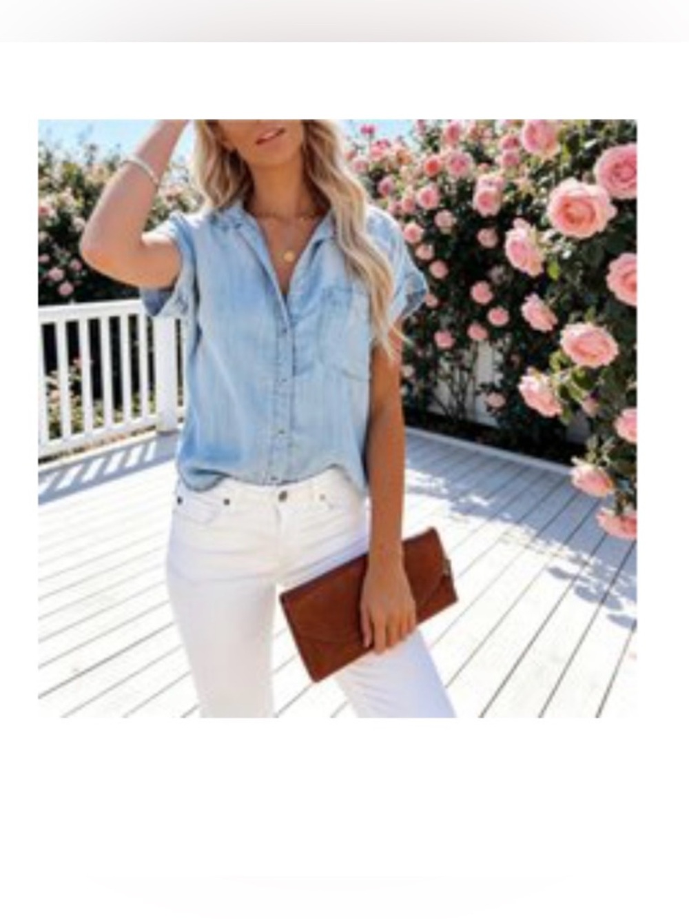 Light Blue Chambray Button-Up Shirt - Picture 2 of 2
